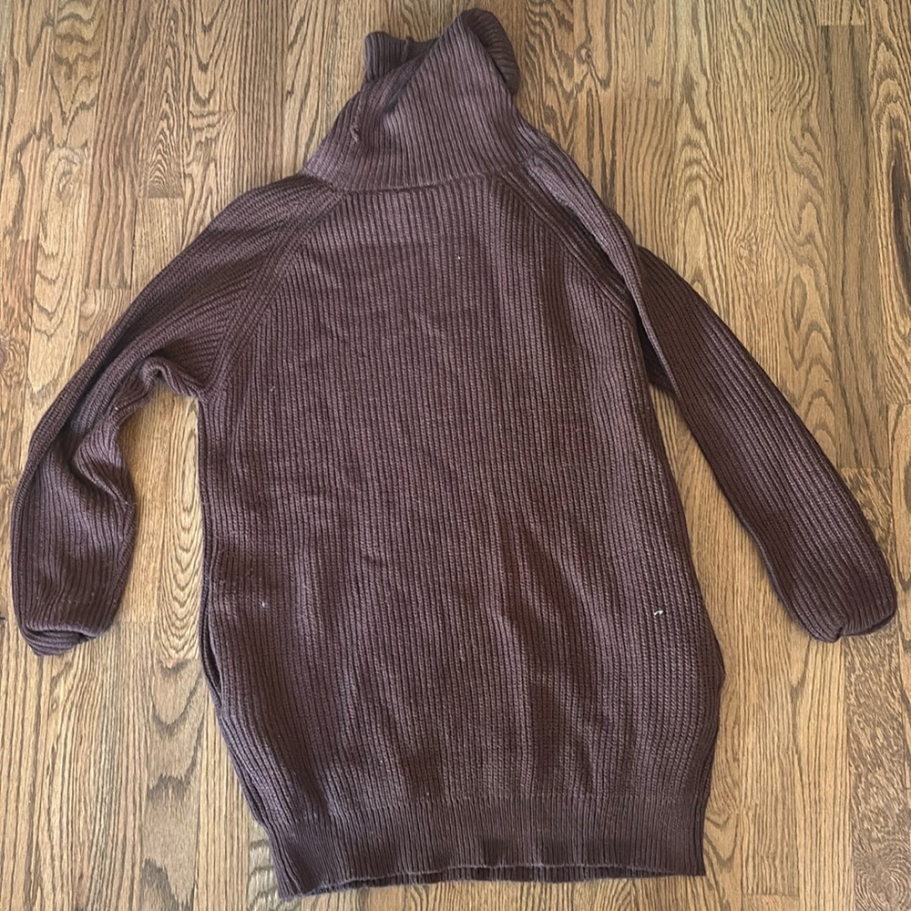 Brown turtleneck sweater dress